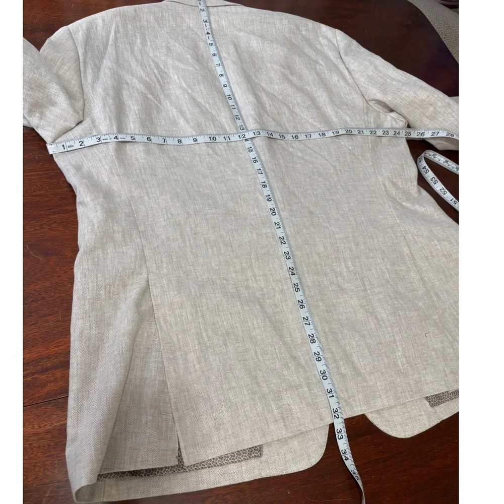 Joseph Abboud Mens Linen Cotton Blazer 48 Long Slim Fit Herringbone Beige